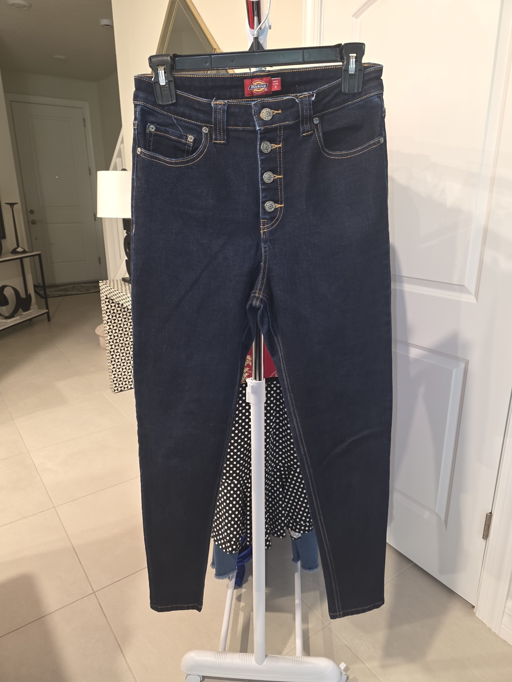 Dickies Women's High-Rise Dark Blue Button-Fly Jeans